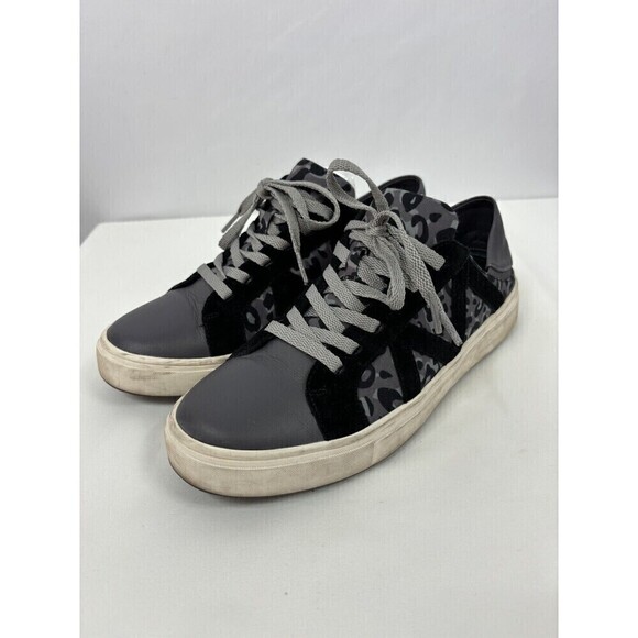 Sanctuary Dash Sneakers Grey Black Leather Camo 8 Convertible to Mules Lace Up - Picture 9 of 9